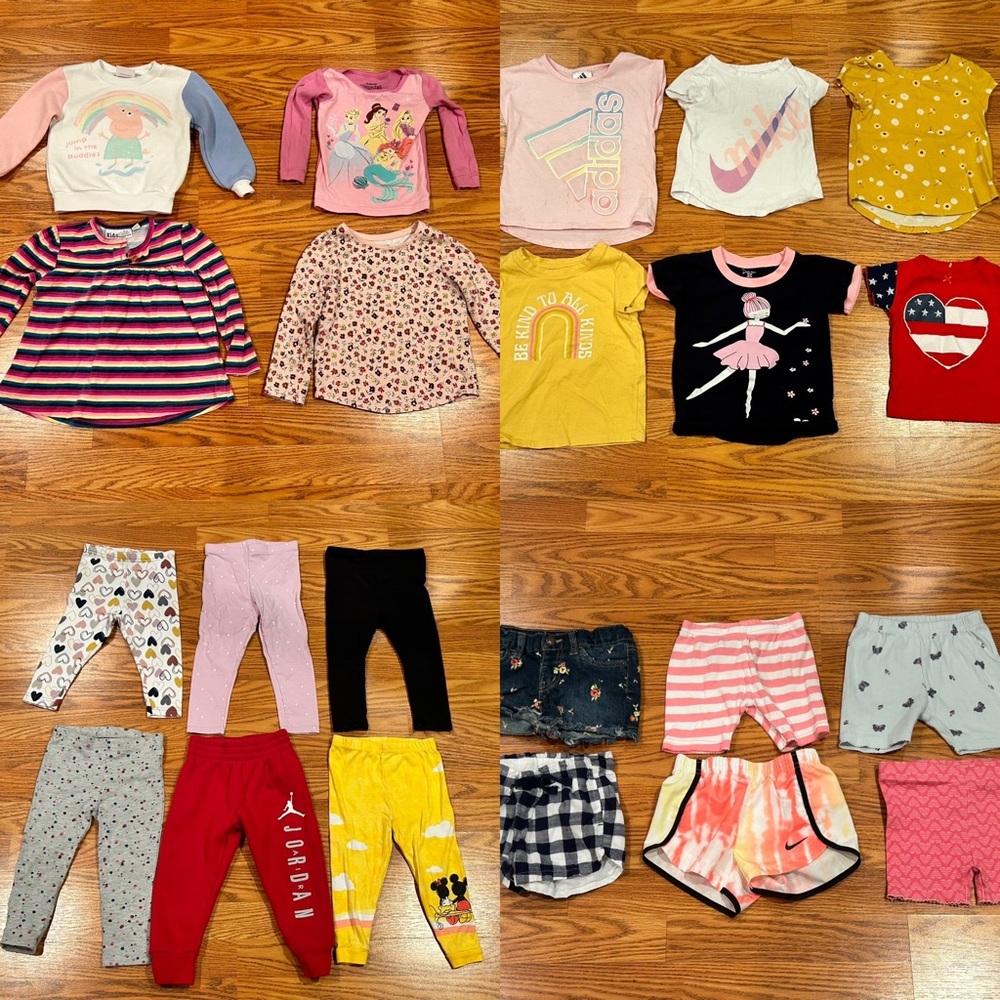 2T Girl Toddler 22 Piece Outfit Set- Tops Brands Great Condition.